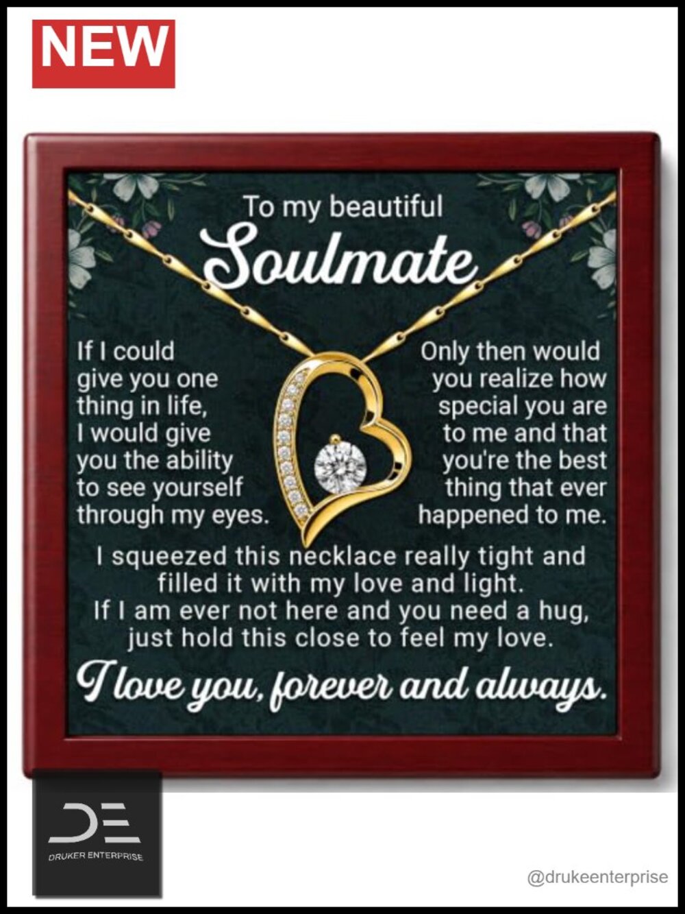To My Beautiful Wife Necklace Engraved Message Gift from Husband
